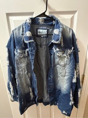 Between Us Women's Distressed Blue Denim Jacket